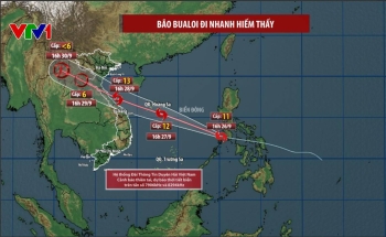 TIN BÃO MỚI NHẤT (Cơn bão số 10): Hồi 7 giờ ngày 27/9, vị trí 16,7°N – 109,3°E trên vùng biển Nam Quảng Trị – Quảng Ngãi